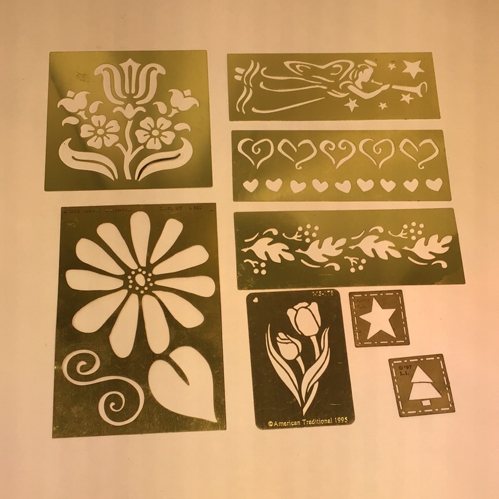 🔥Brass Stencils vintage multi brands Flowers angel star Christmas tree etc 8pc
